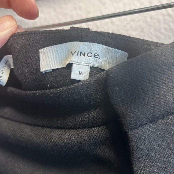 Vince Women Pants 16 Black Italian Wool Blend Wide Leg High Waist 4 Pockets - Picture 2 of 13